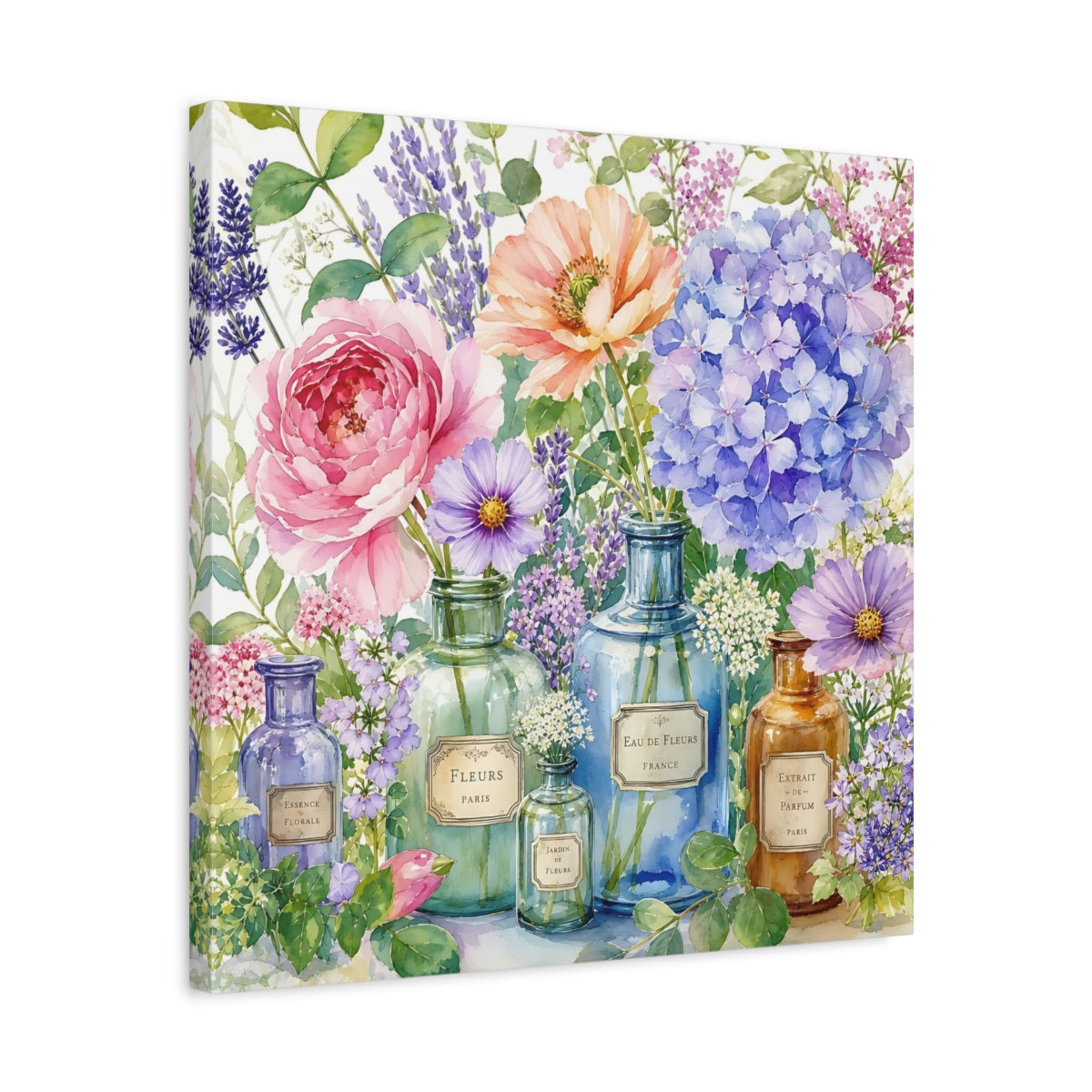 Side Mockup 5. Floral Flower Arrangement Colorful Floral Arrangement shown as stretched canvas wall art