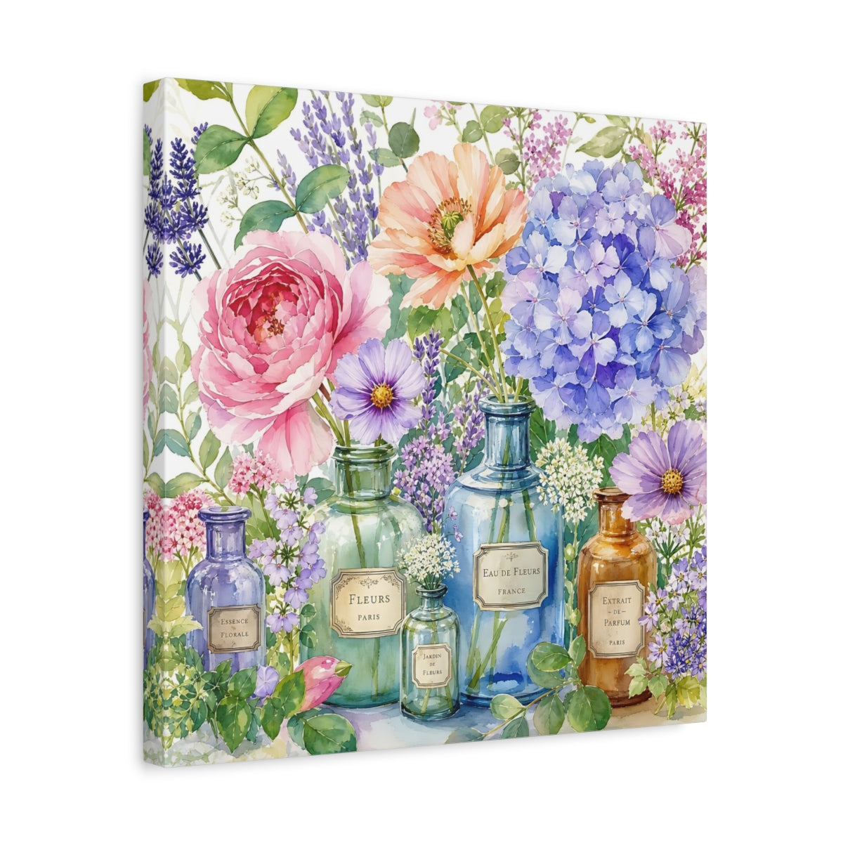 Side Mockup 6. Floral Flower Arrangement Colorful Floral Arrangement shown as stretched canvas wall art