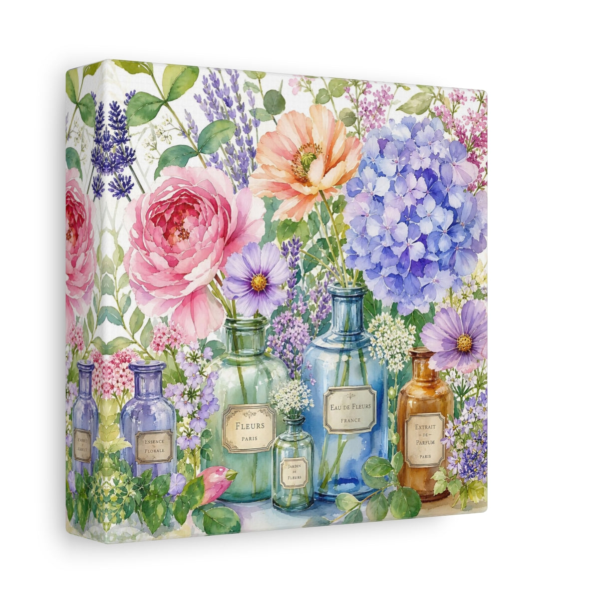 Side Mockup 2. Floral Flower Arrangement Colorful Floral Arrangement shown as stretched canvas wall art
