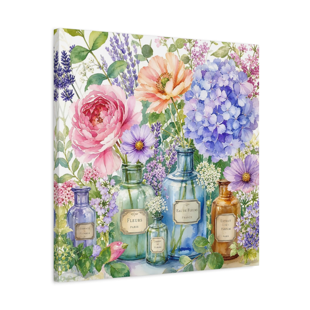 Side Mockup 4. Floral Flower Arrangement Colorful Floral Arrangement shown as stretched canvas wall art