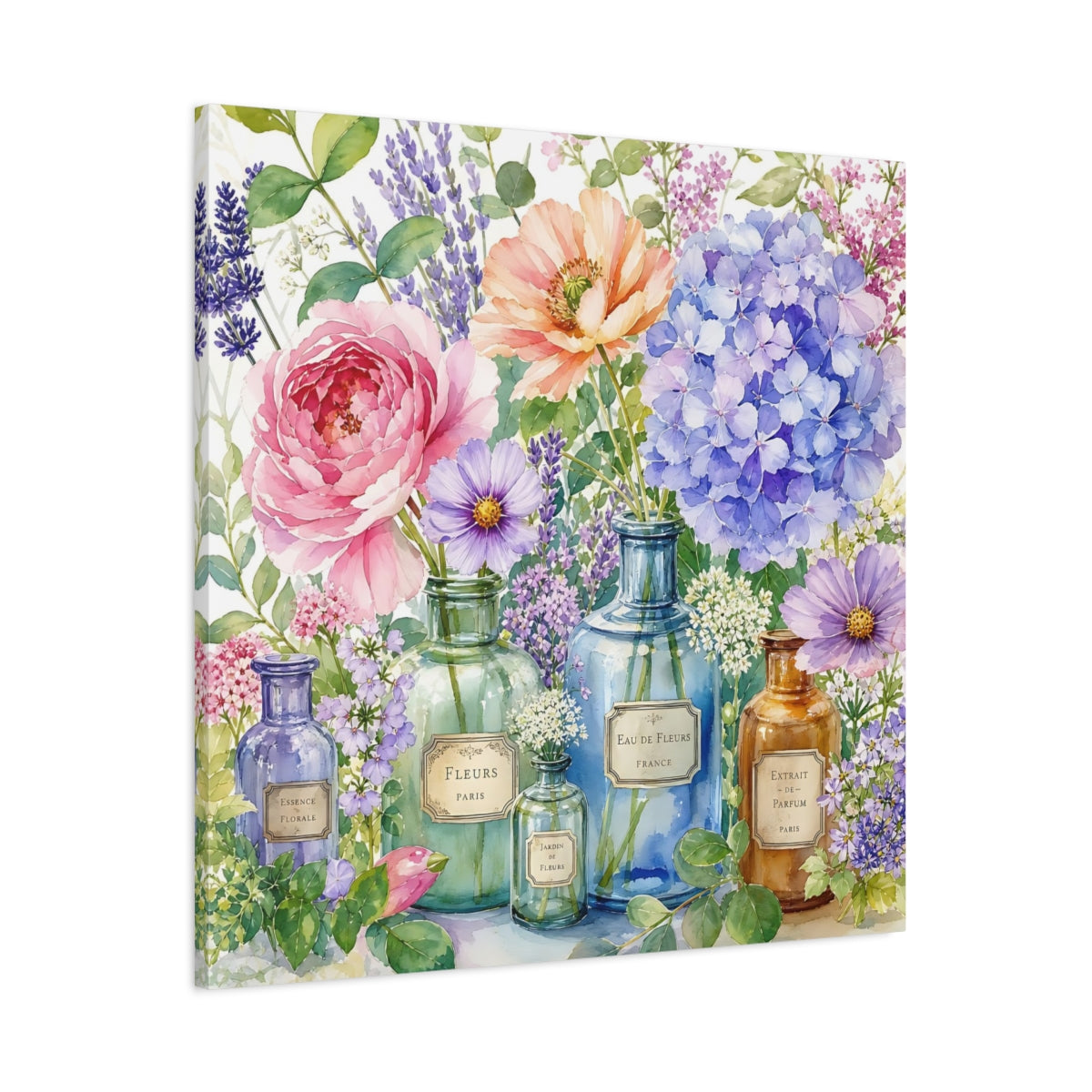 Main Mockup. Floral Flower Arrangement Colorful Floral Arrangement shown as stretched canvas wall art