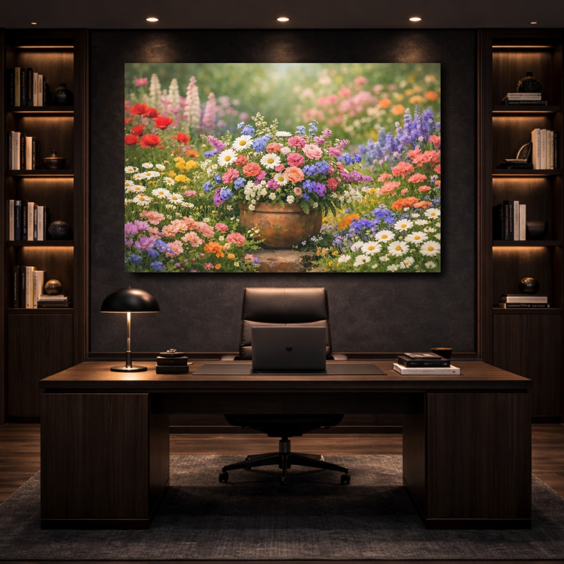 Mockup 4. Floral Flower Arrangement Colorful Flowers Garden shown as stretched canvas wall art
