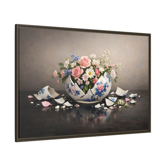 Main Mockup. Floral Flower Arrangement Pastel Floral Vase shown as stretched canvas wall art