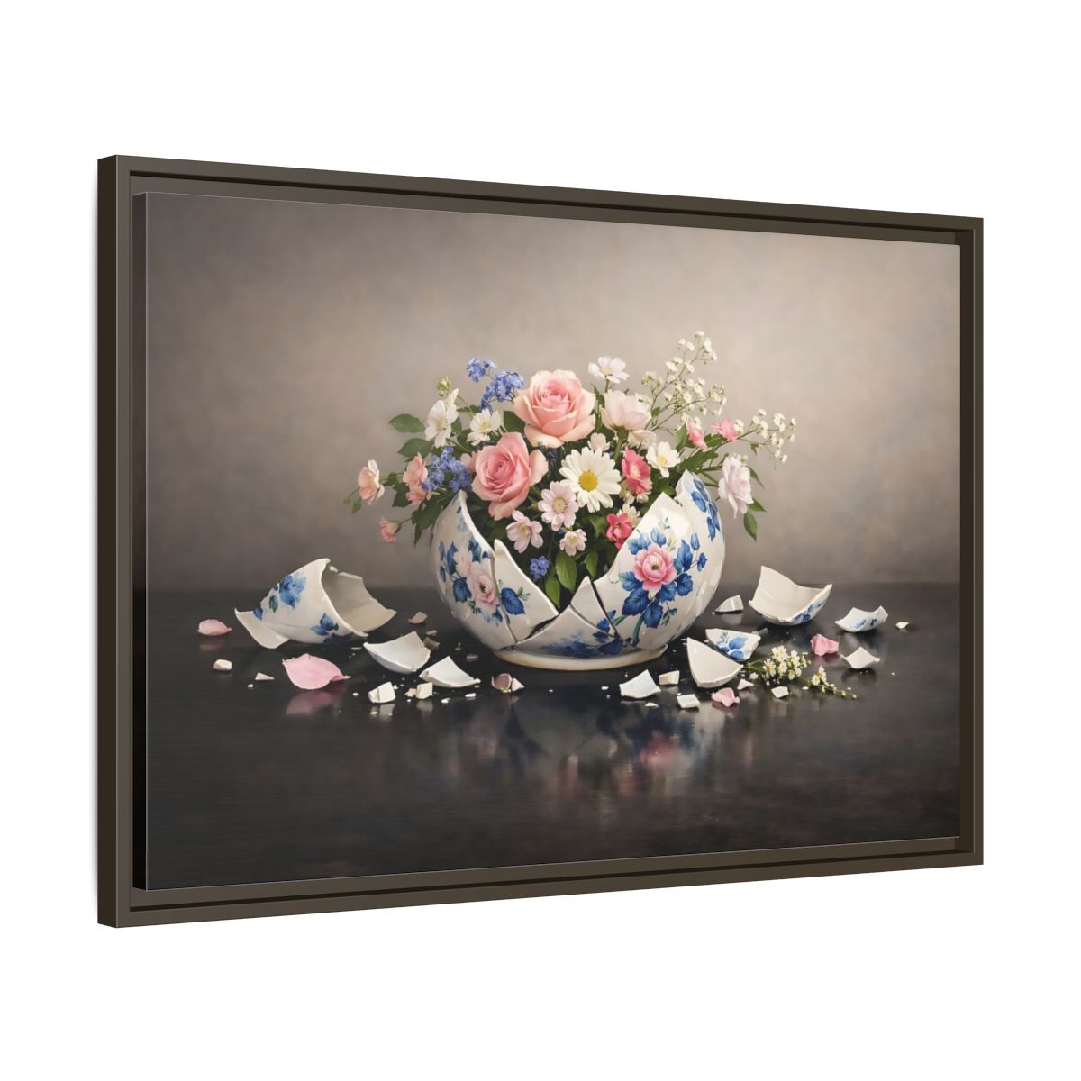 Side Mockup 11. Floral Flower Arrangement Pastel Floral Vase shown as stretched canvas wall art