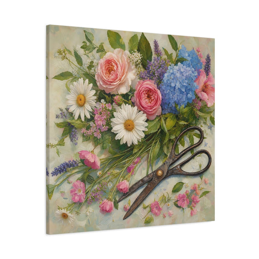 Main Mockup. Floral Flower Bouquet Colorful Floral shown as stretched canvas wall art