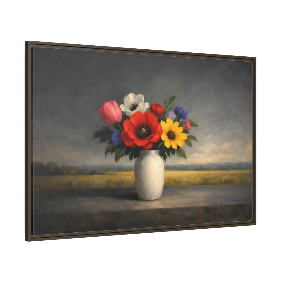Main Mockup. Floral Flower Bouquet Colorful Still Life shown as stretched canvas wall art