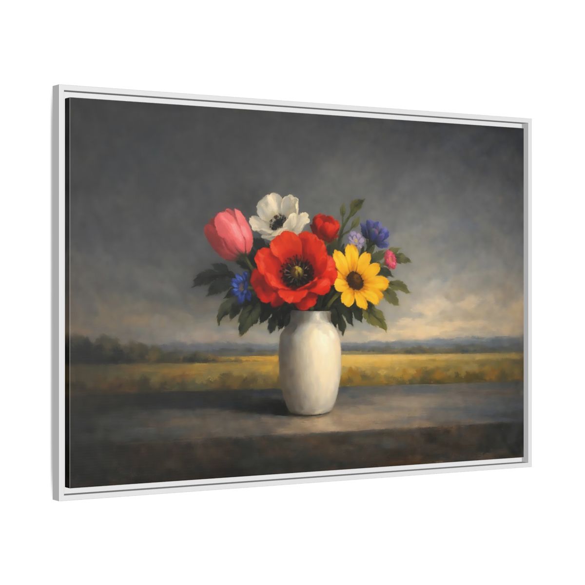 Side Mockup 7. Floral Flower Bouquet Colorful Still Life shown as stretched canvas wall art