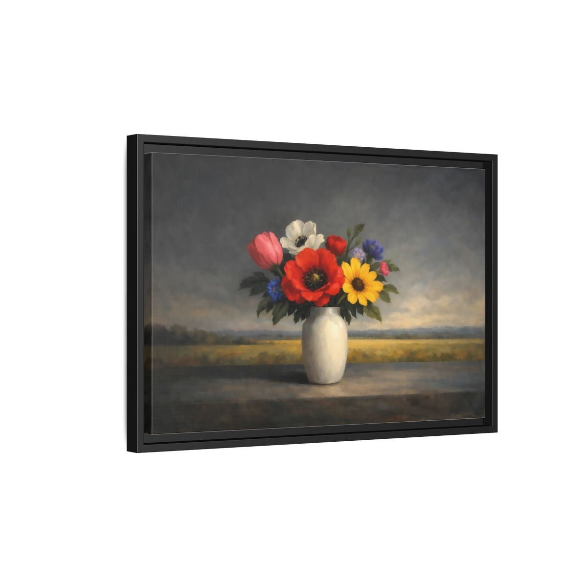 Side Mockup 3. Floral Flower Bouquet Colorful Still Life shown as stretched canvas wall art