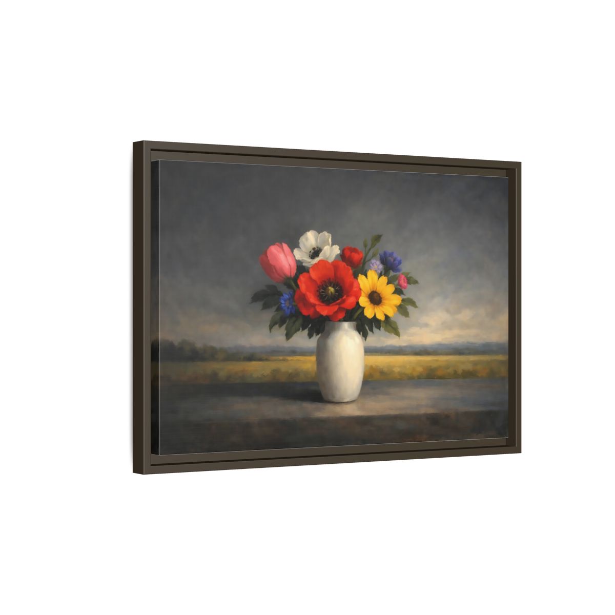 Side Mockup 2. Floral Flower Bouquet Colorful Still Life shown as stretched canvas wall art
