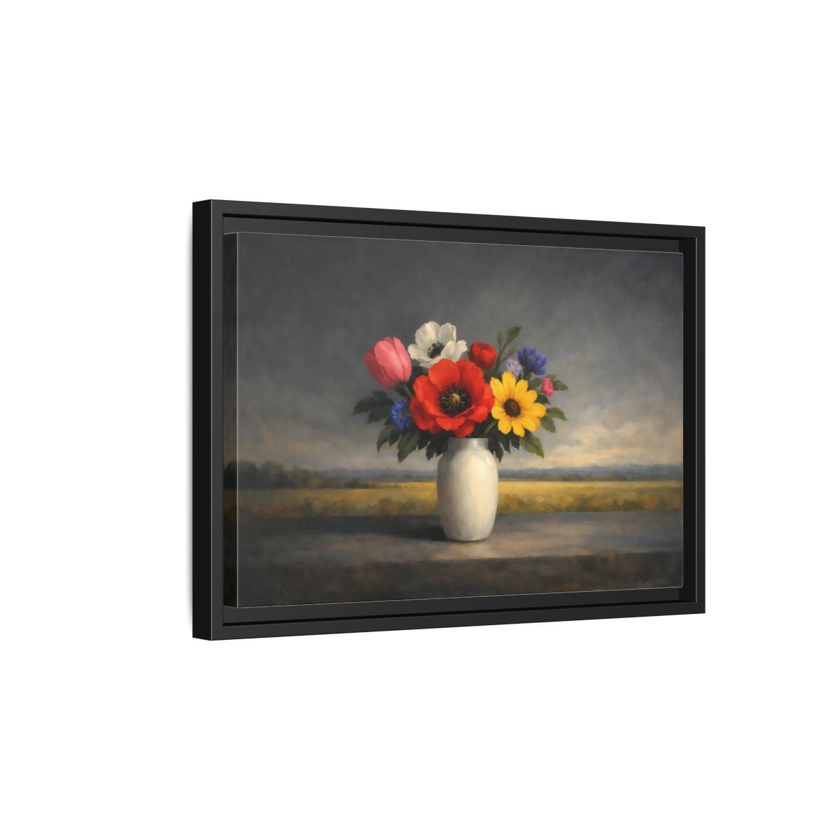Side Mockup 6. Floral Flower Bouquet Colorful Still Life shown as stretched canvas wall art