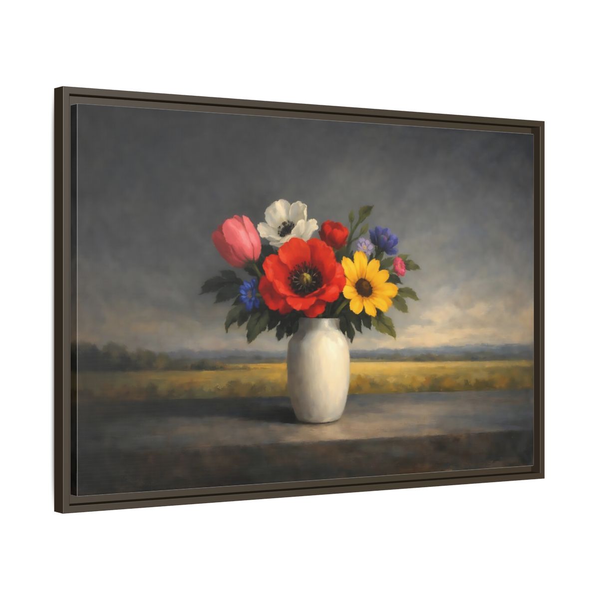 Side Mockup 9. Floral Flower Bouquet Colorful Still Life shown as stretched canvas wall art