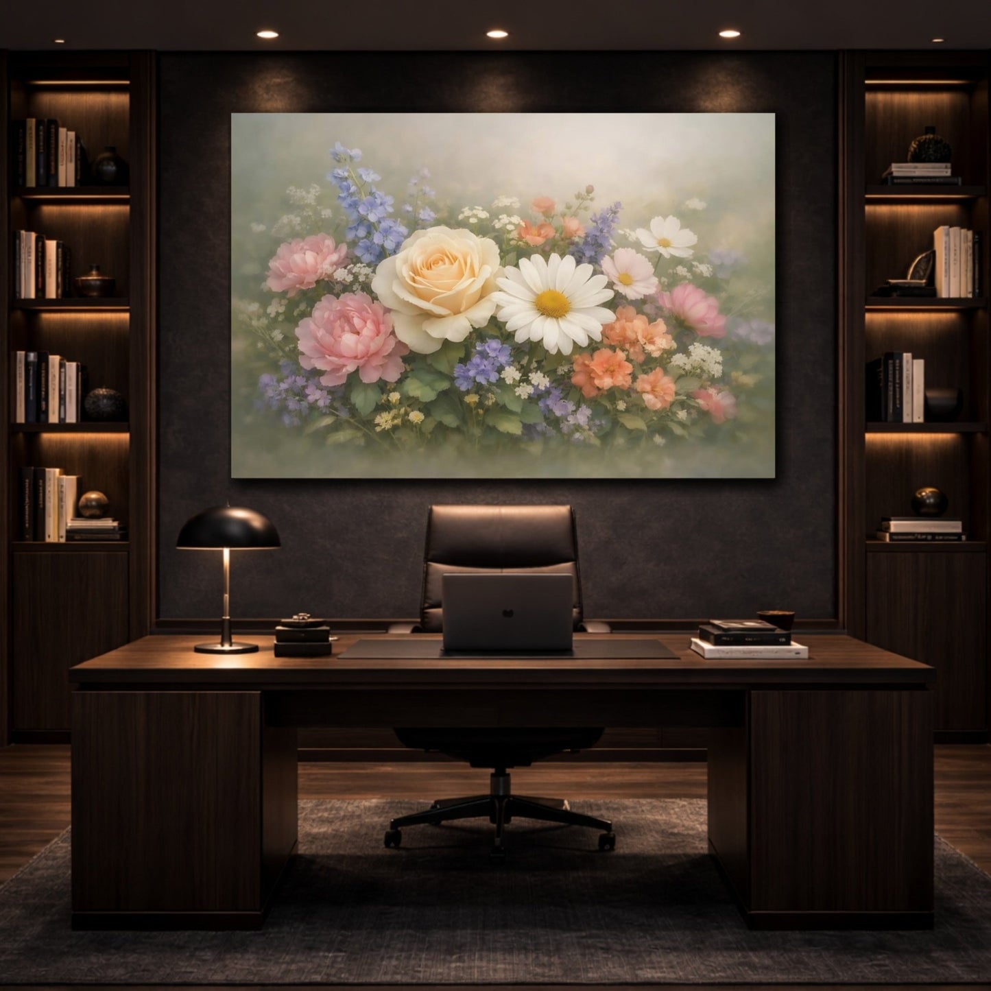 Floral Flower Bouquet Pastel - Canvas Wall Art Print - YesArtYes
