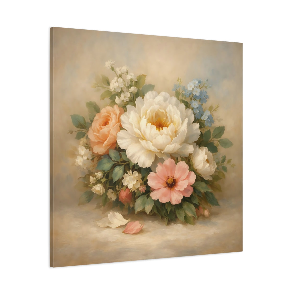 Main Mockup. Floral Flower Bouquet Pastel Floral shown as stretched canvas wall art