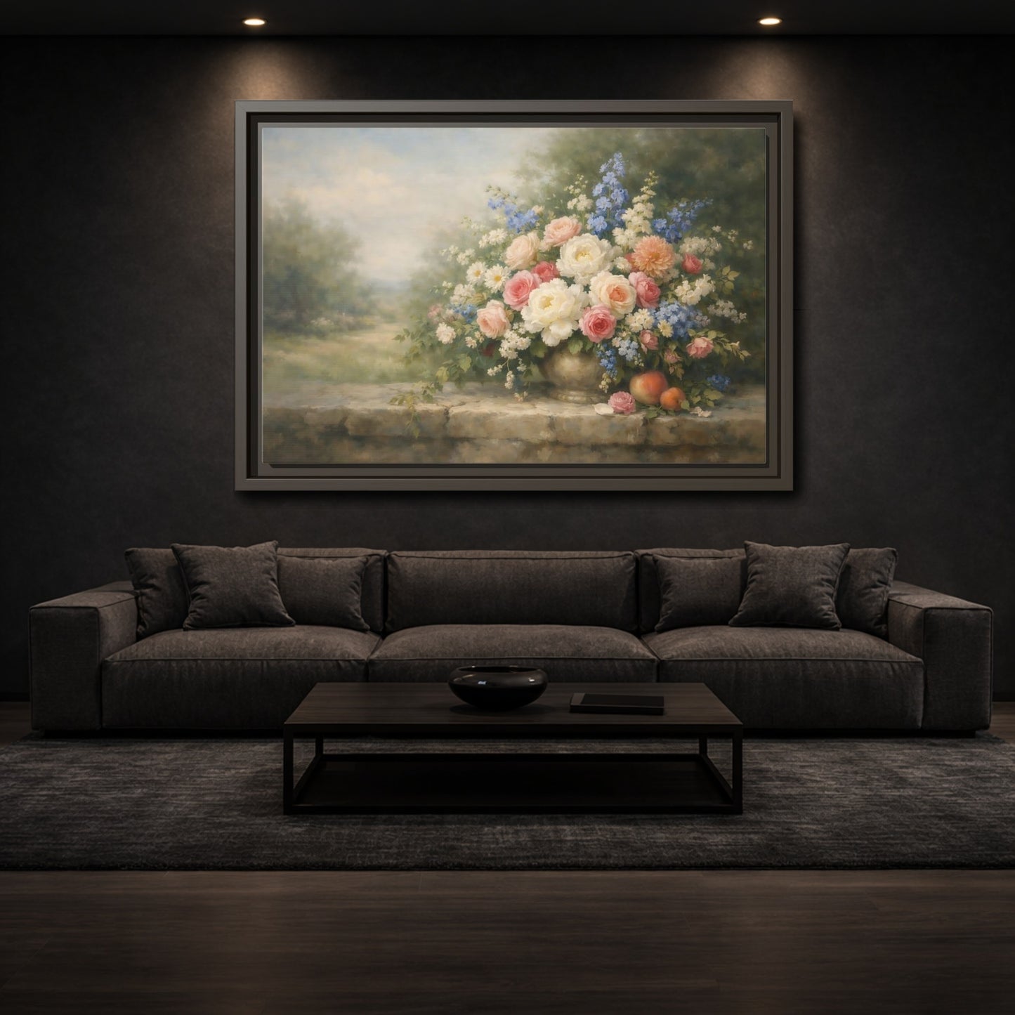Mockup 2. Floral Flower Bouquet Pastel Floral shown as stretched canvas wall art