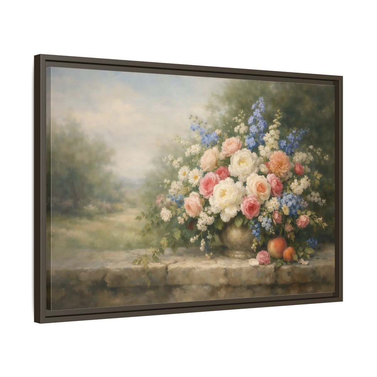 Side Mockup 11. Floral Flower Bouquet Pastel Floral shown as stretched canvas wall art