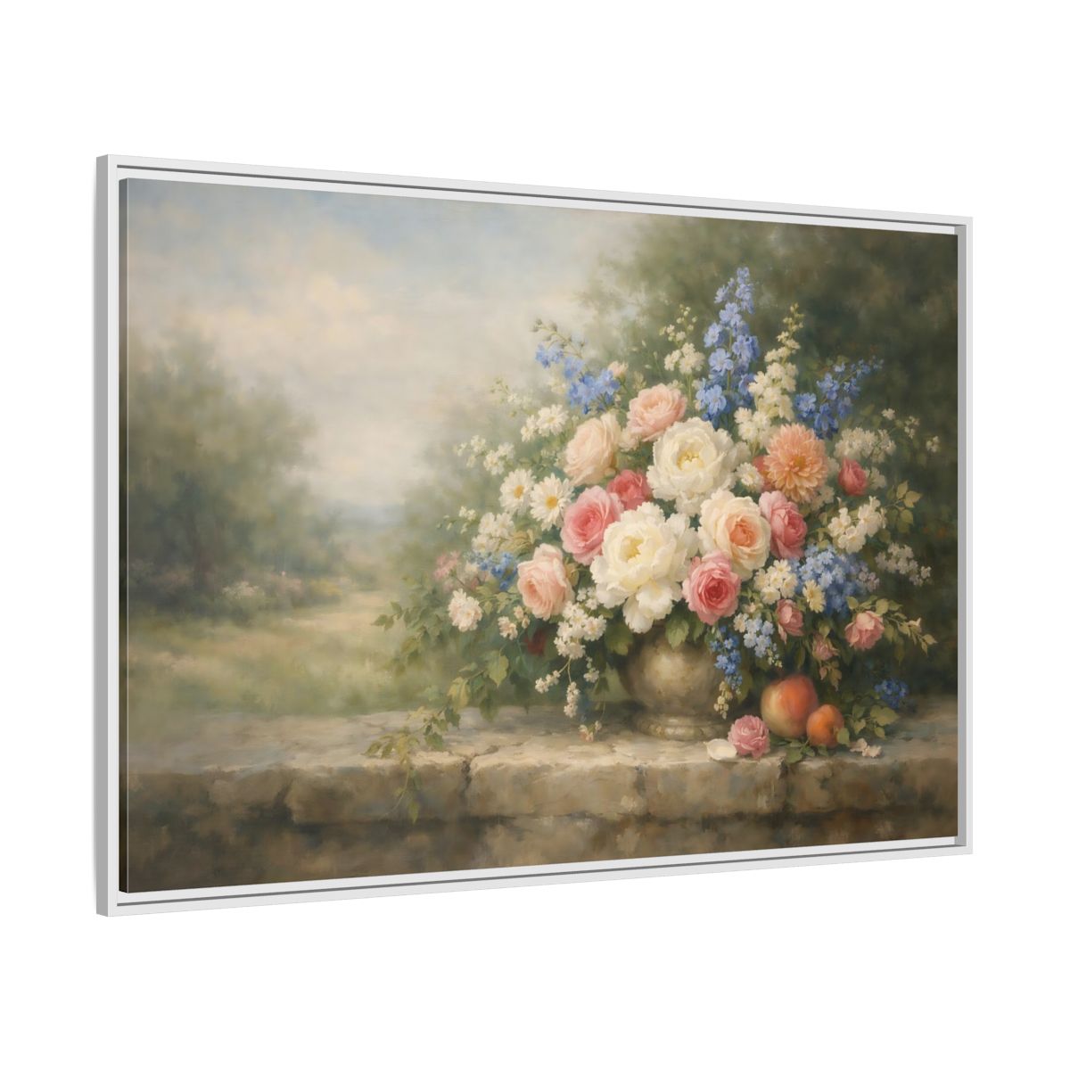 Side Mockup 7. Floral Flower Bouquet Pastel Floral shown as stretched canvas wall art