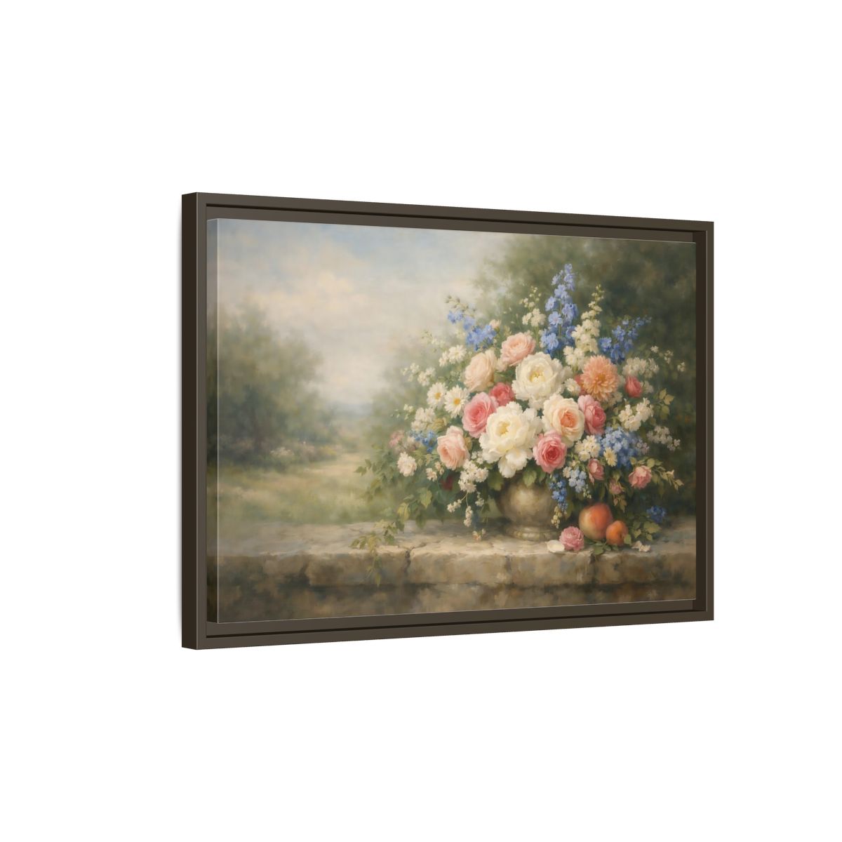 Side Mockup 2. Floral Flower Bouquet Pastel Floral shown as stretched canvas wall art