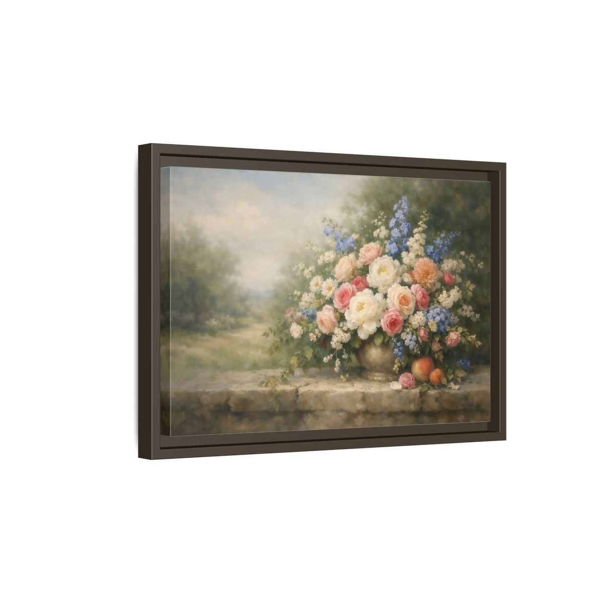 Side Mockup 5. Floral Flower Bouquet Pastel Floral Still Life shown as stretched canvas wall art