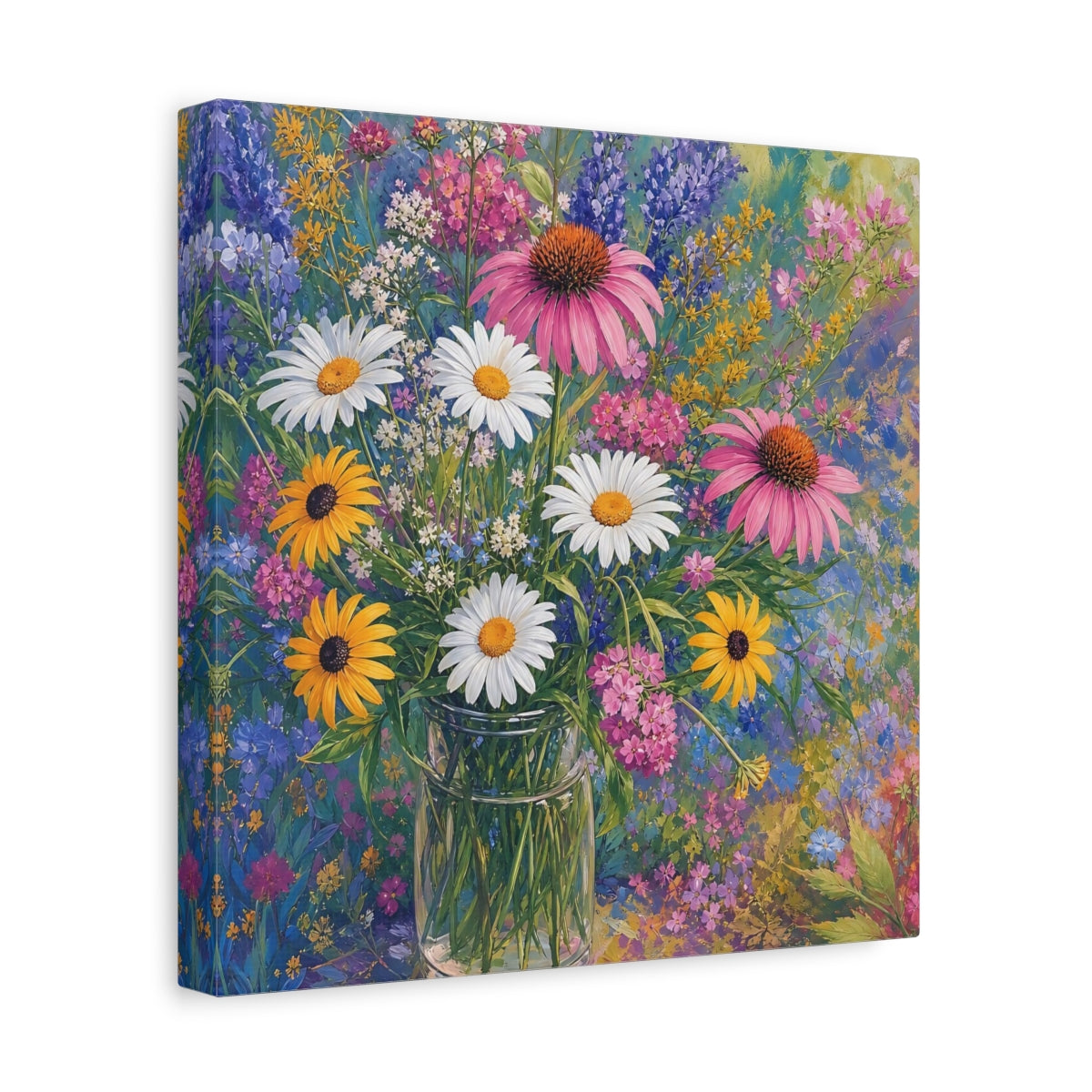 Side Mockup 8. Floral Flower Bouquet Vibrant Floral shown as stretched canvas wall art