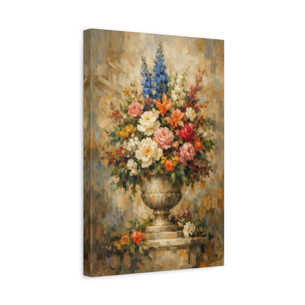 Side Mockup 4. Floral Flower Bouquet Vibrant Floral shown as stretched canvas wall art