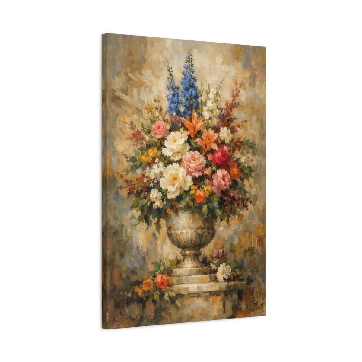 Side Mockup 2. Floral Flower Bouquet Vibrant Floral shown as stretched canvas wall art