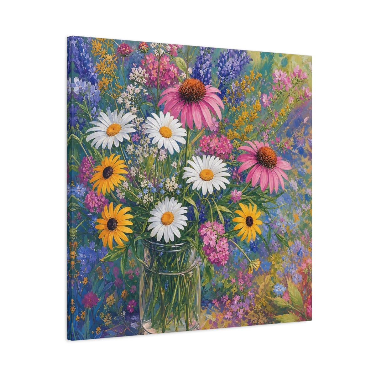Main Mockup. Floral Flower Bouquet Vibrant Floral shown as stretched canvas wall art