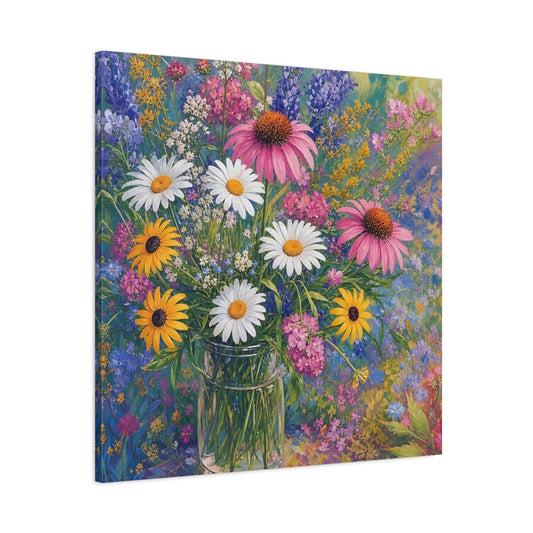 Main Mockup. Floral Flower Bouquet Vibrant Floral shown as stretched canvas wall art