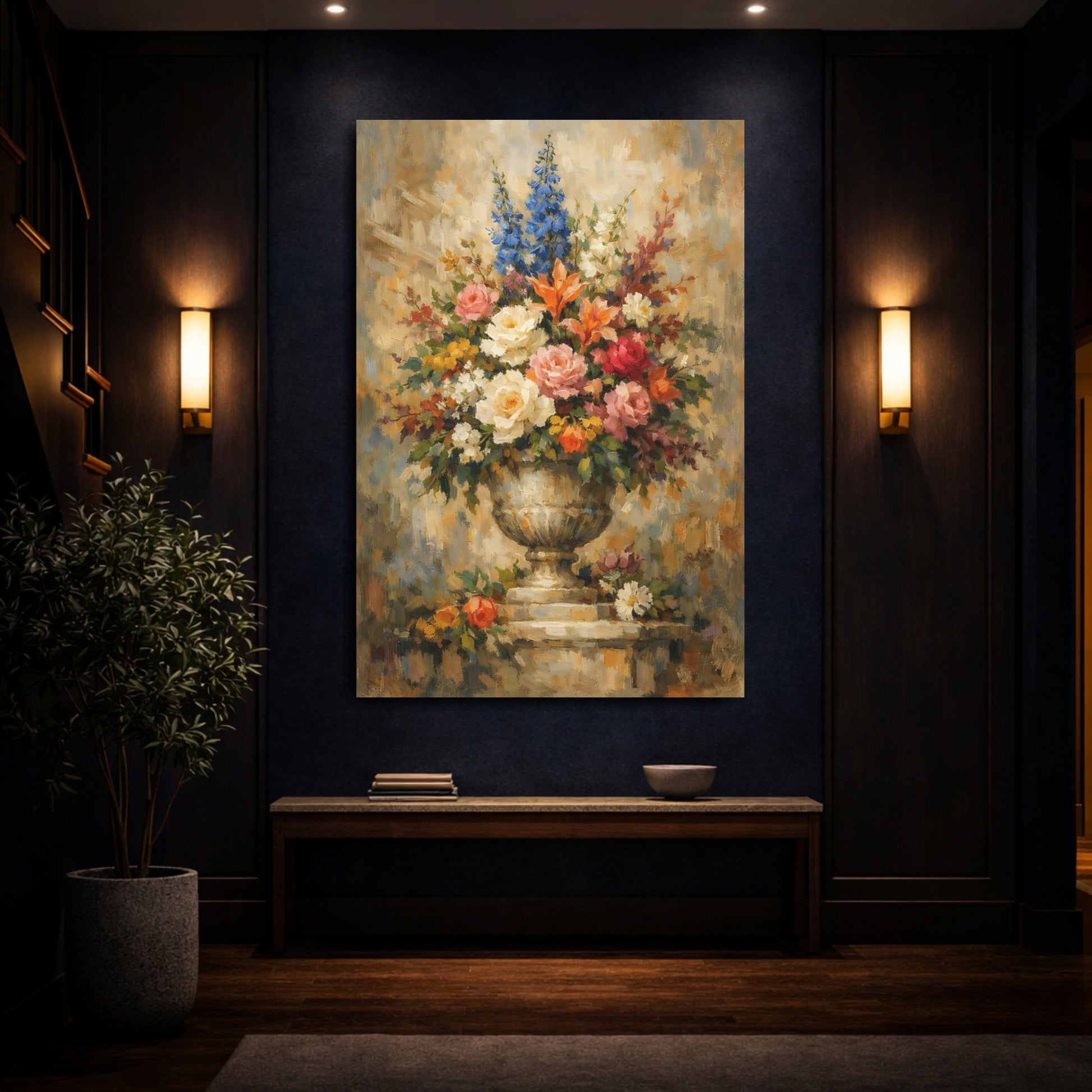 Mockup 3. Floral Flower Bouquet Vibrant Floral shown as stretched canvas wall art