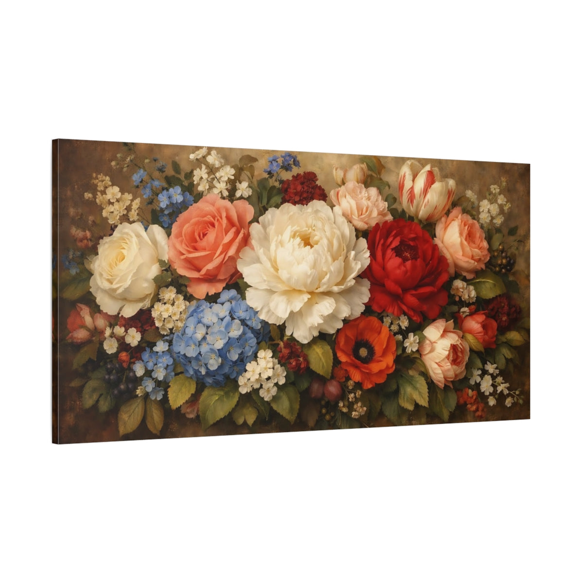 Main Mockup. Floral Flower Bouquet Vintage Floral Bouquet shown as stretched canvas wall art