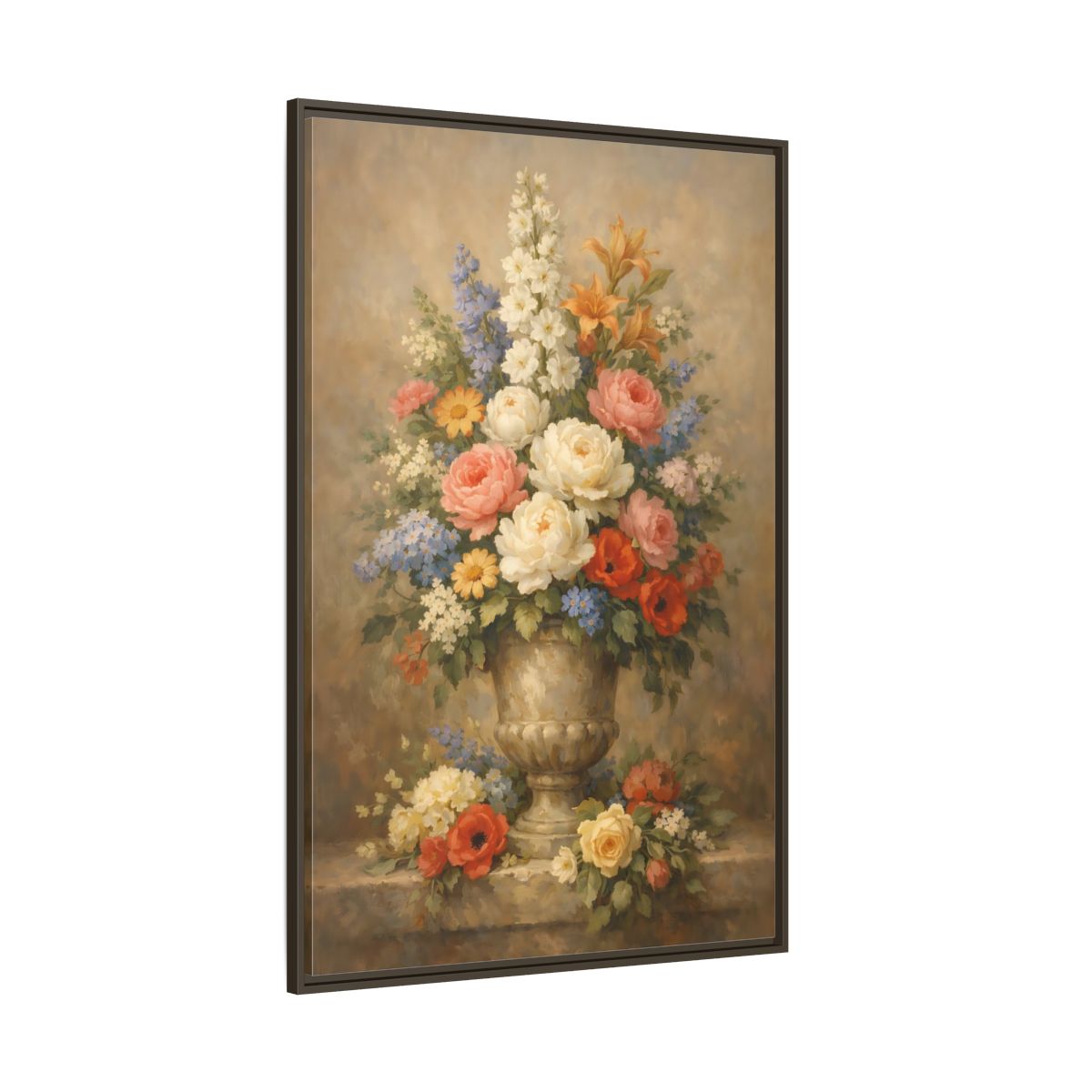 Side Mockup 8. Floral Flower Bouquet Vintage Floral Bouquet shown as stretched canvas wall art