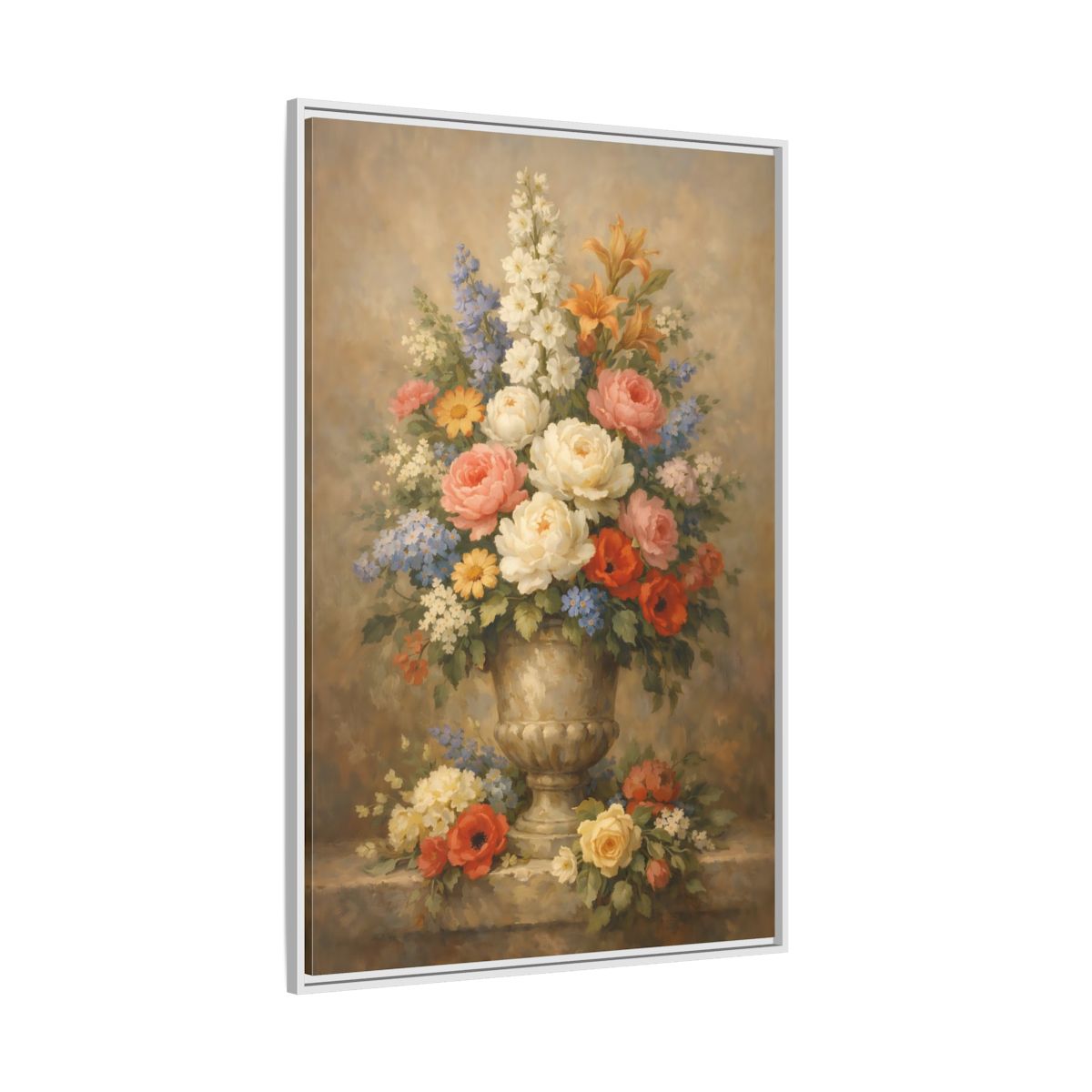 Side Mockup 7. Floral Flower Bouquet Vintage Floral Bouquet shown as stretched canvas wall art