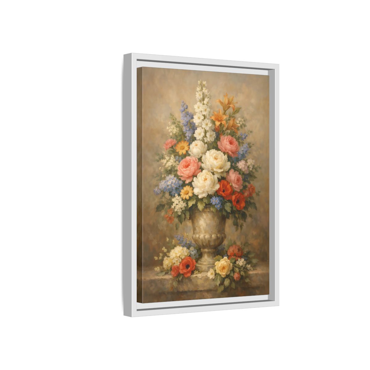 Side Mockup 4. Floral Flower Bouquet Vintage Floral Bouquet shown as stretched canvas wall art