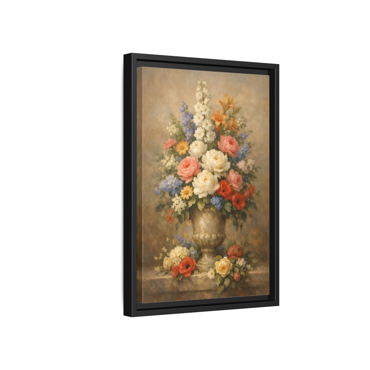 Side Mockup 6. Floral Flower Bouquet Vintage Floral Bouquet shown as stretched canvas wall art