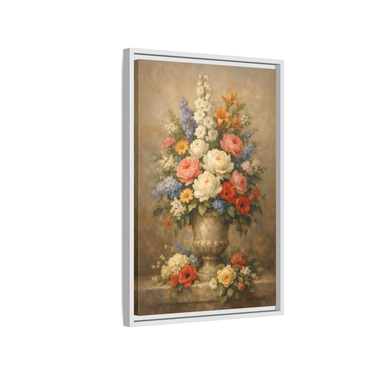 Side Mockup 1. Floral Flower Bouquet Vintage Floral Bouquet shown as stretched canvas wall art
