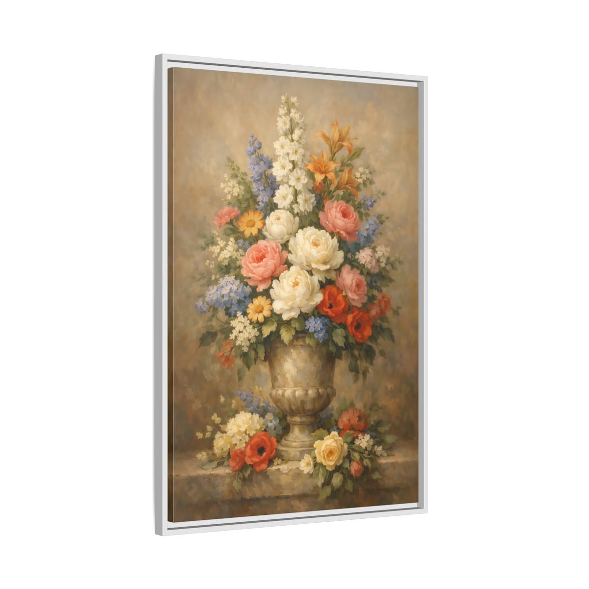 Side Mockup 9. Floral Flower Bouquet Vintage Floral Bouquet shown as stretched canvas wall art
