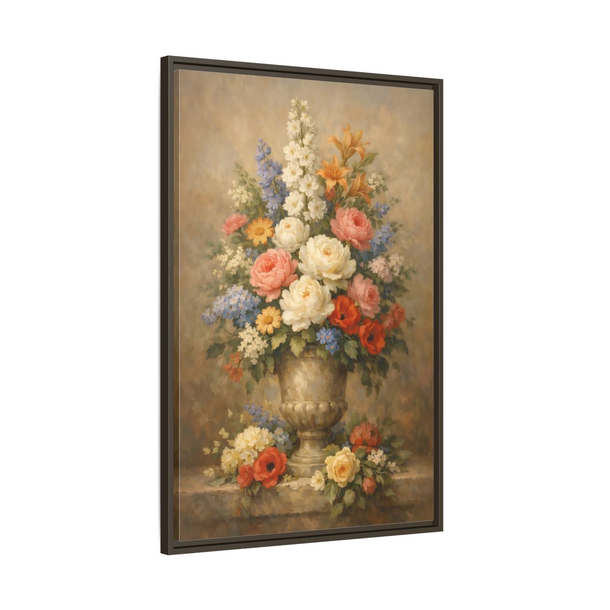 Side Mockup 10. Floral Flower Bouquet Vintage Floral Bouquet shown as stretched canvas wall art