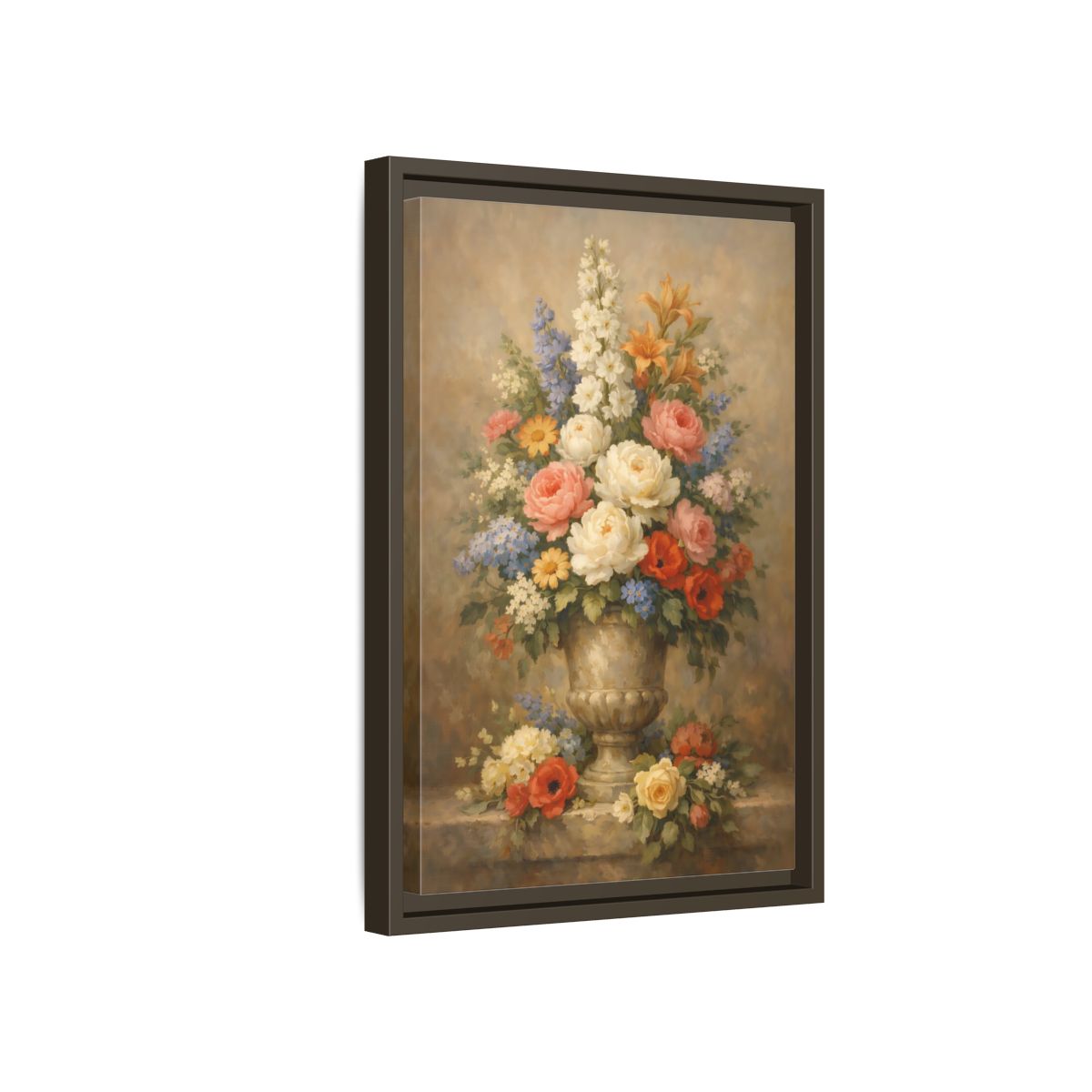 Side Mockup 5. Floral Flower Bouquet Vintage Floral Bouquet shown as stretched canvas wall art