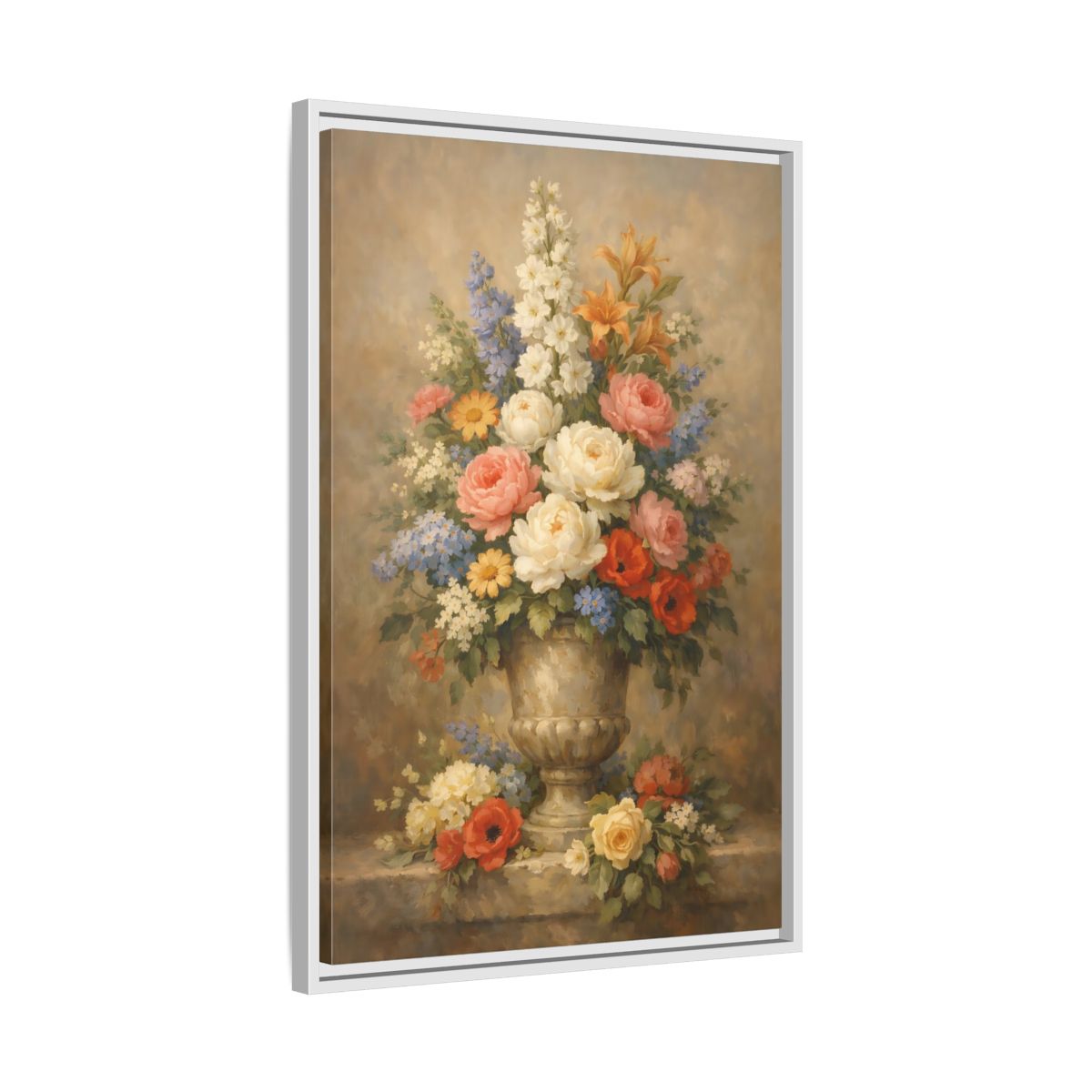 Side Mockup 11. Floral Flower Bouquet Vintage Floral Bouquet shown as stretched canvas wall art