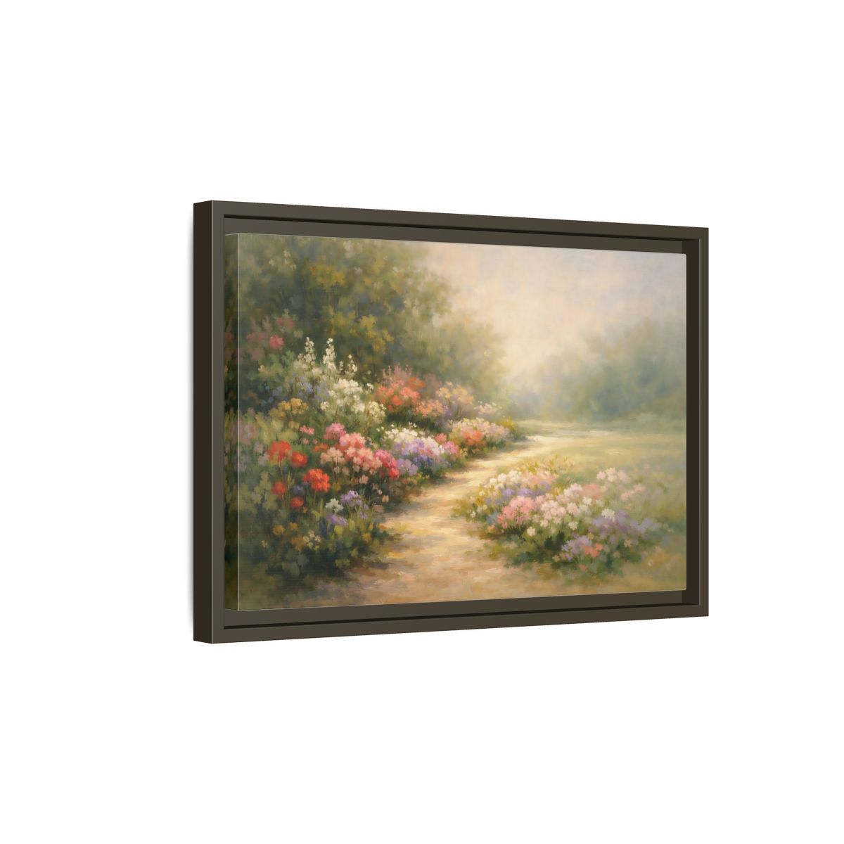 Side Mockup 5. Floral Flower Garden Pastel Garden shown as stretched canvas wall art