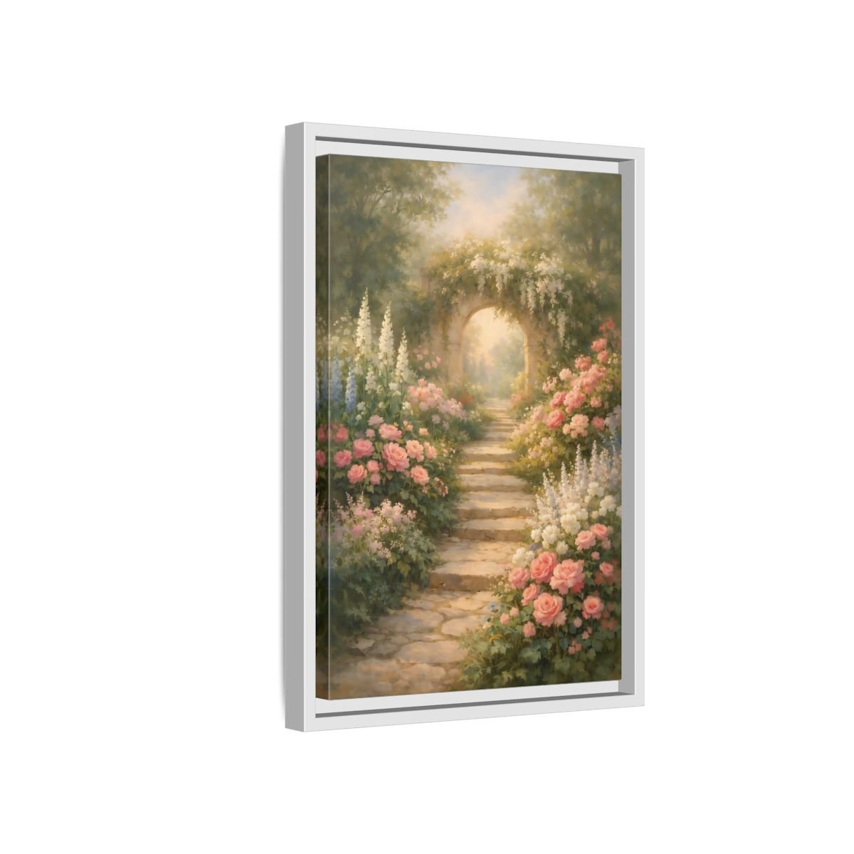 Floral Flower Garden Pink - Framed Canvas Wall Art Print - YesArtYes