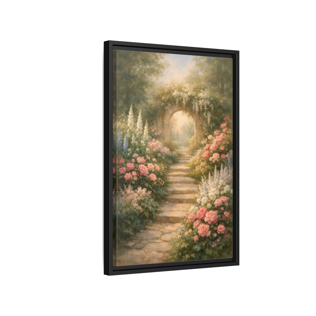 Floral Flower Garden Pink - Framed Canvas Wall Art Print - YesArtYes