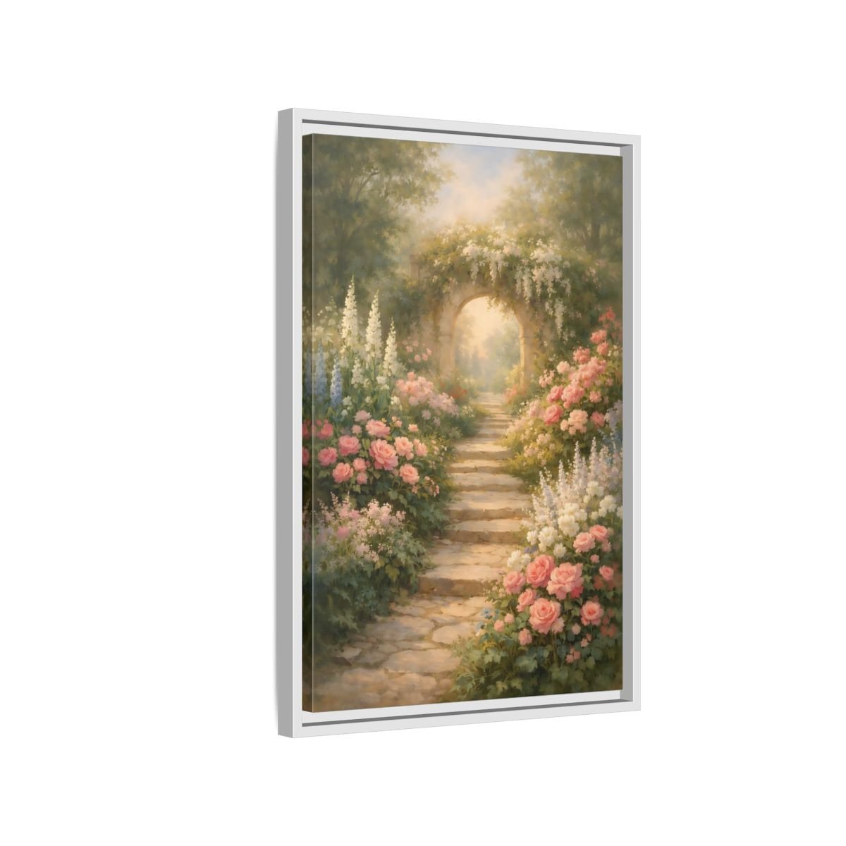 Floral Flower Garden Pink - Framed Canvas Wall Art Print - YesArtYes