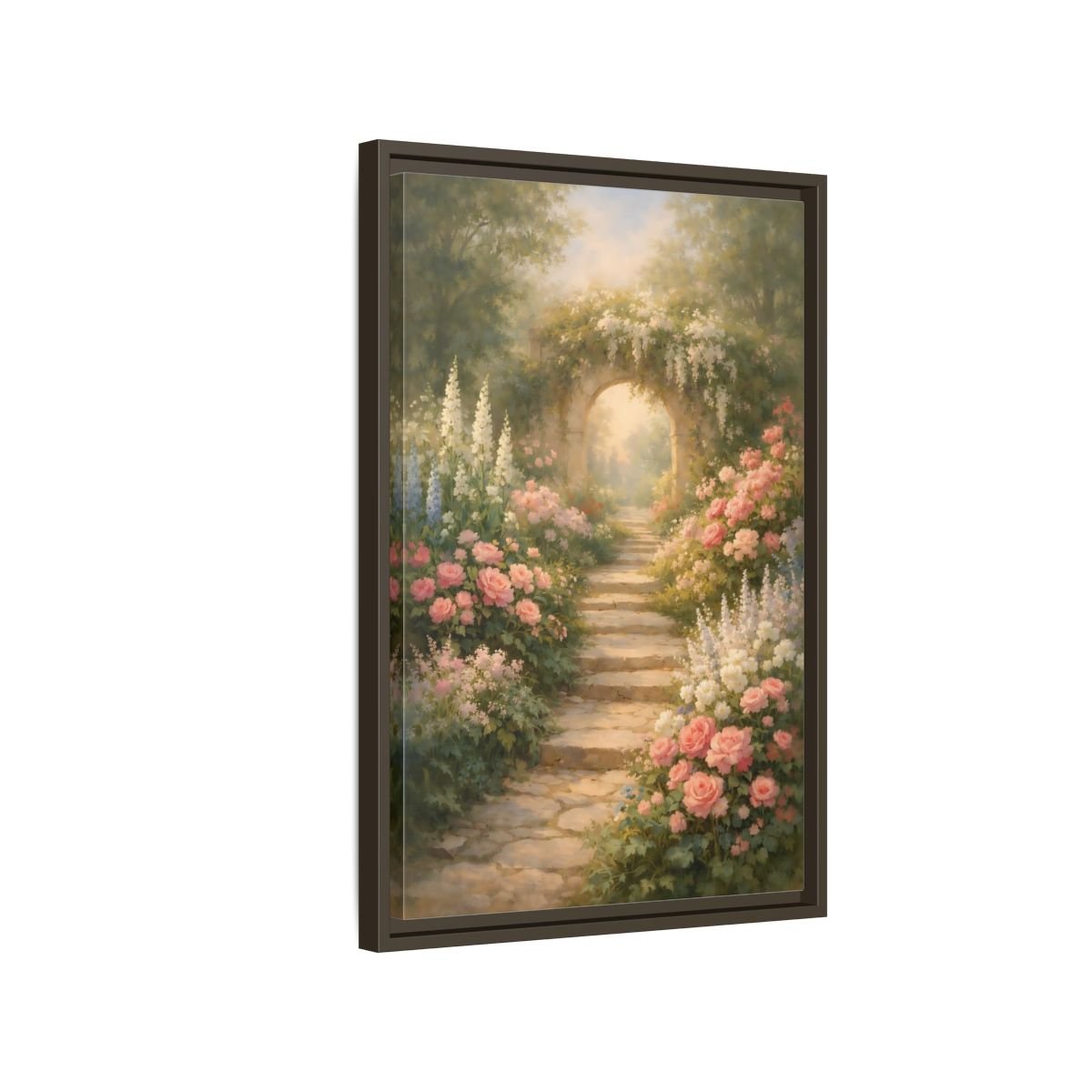 Floral Flower Garden Pink - Framed Canvas Wall Art Print - YesArtYes