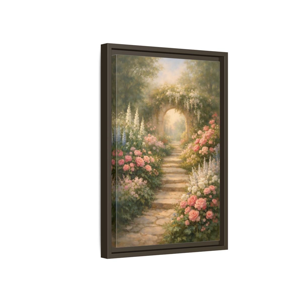 Floral Flower Garden Pink - Framed Canvas Wall Art Print - YesArtYes