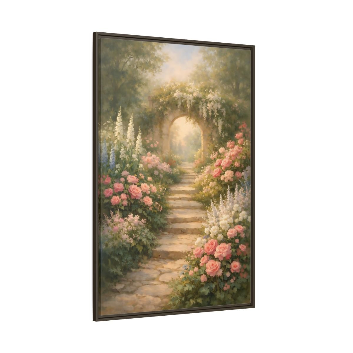 Floral Flower Garden Pink - Framed Canvas Wall Art Print - YesArtYes