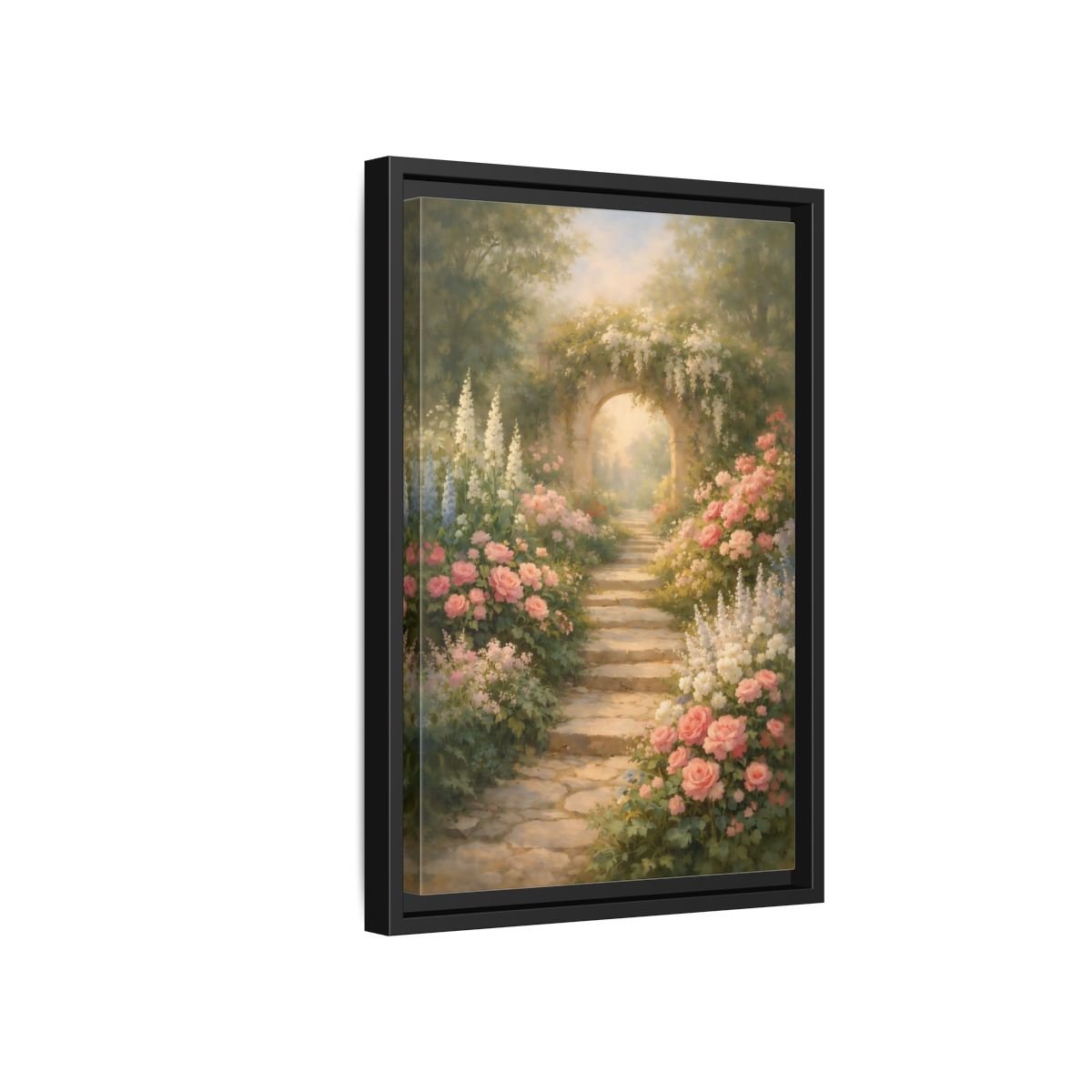 Floral Flower Garden Pink - Framed Canvas Wall Art Print - YesArtYes