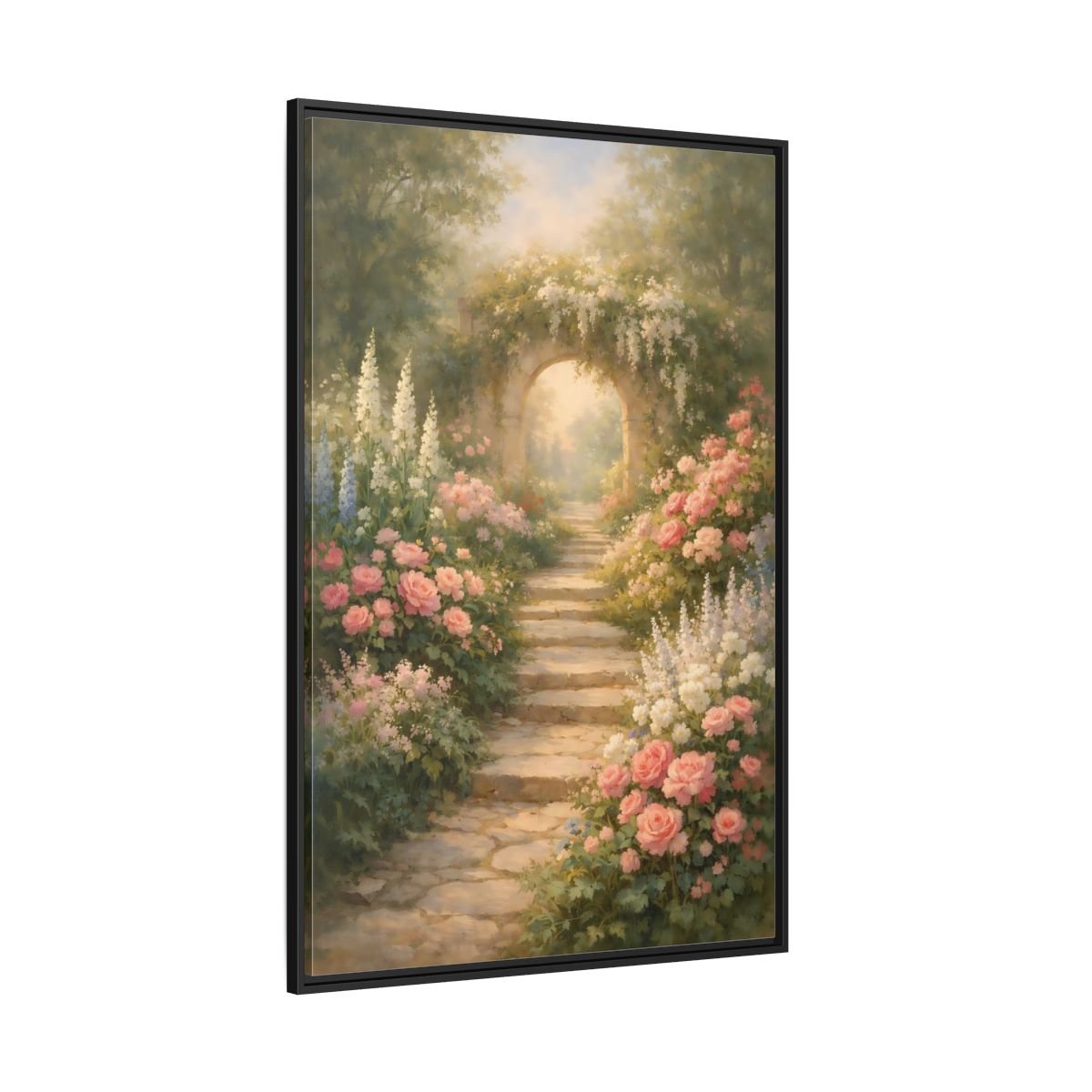 Floral Flower Garden Pink - Framed Canvas Wall Art Print - YesArtYes