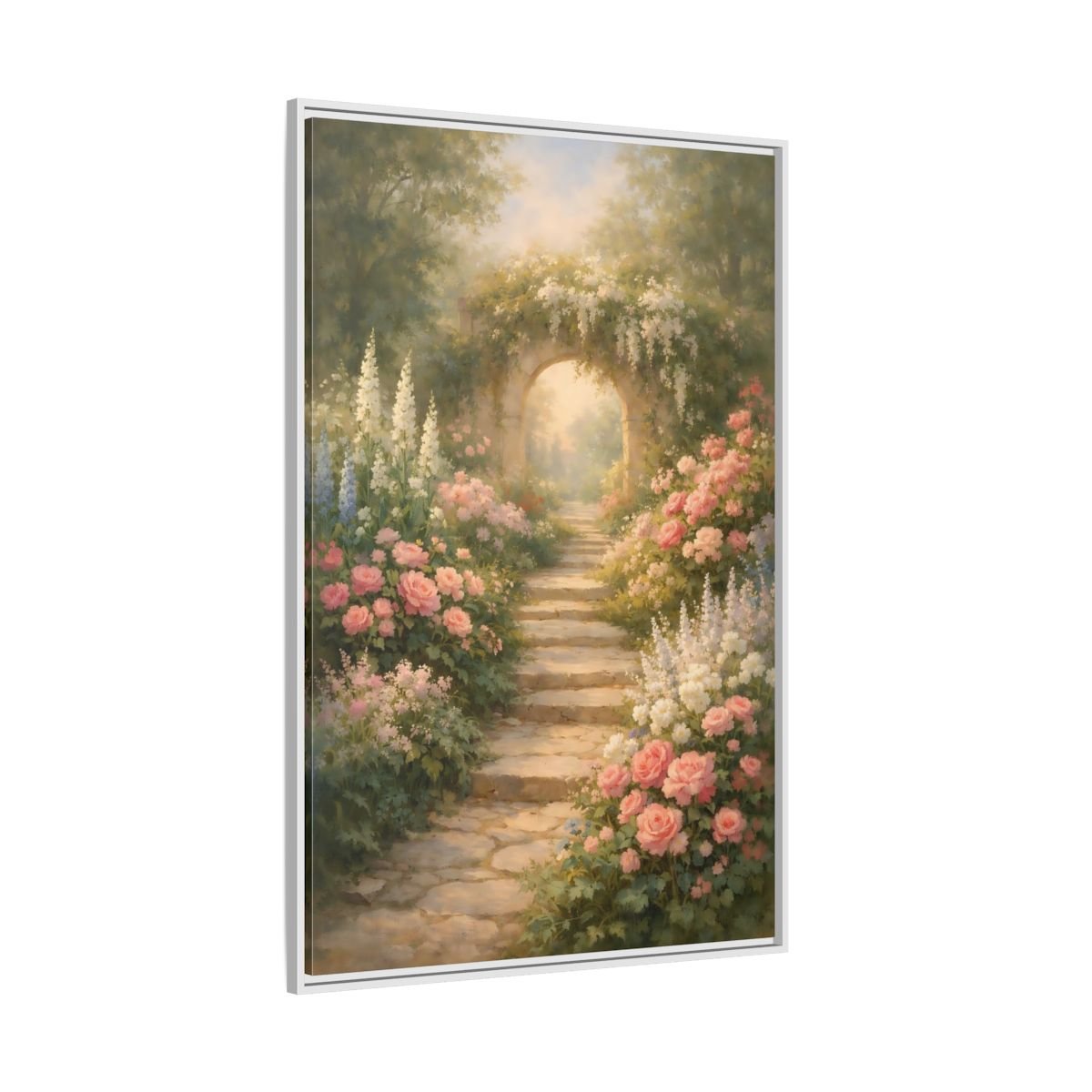 Floral Flower Garden Pink - Framed Canvas Wall Art Print - YesArtYes