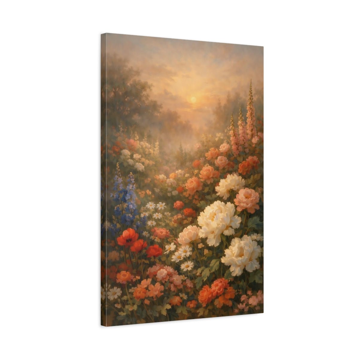 Floral Flower Garden Warm - Canvas Wall Art Print - YesArtYes