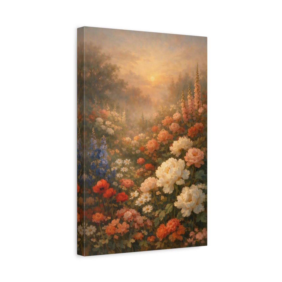 Floral Flower Garden Warm - Canvas Wall Art Print - YesArtYes